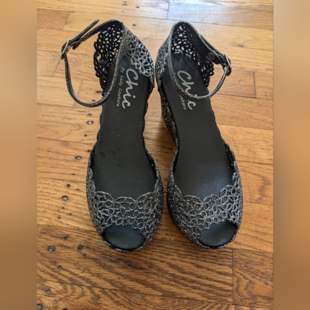 Chic by Lady Couture Glittery Butterfly jelly Platform Wedges - Picture 8 of 8